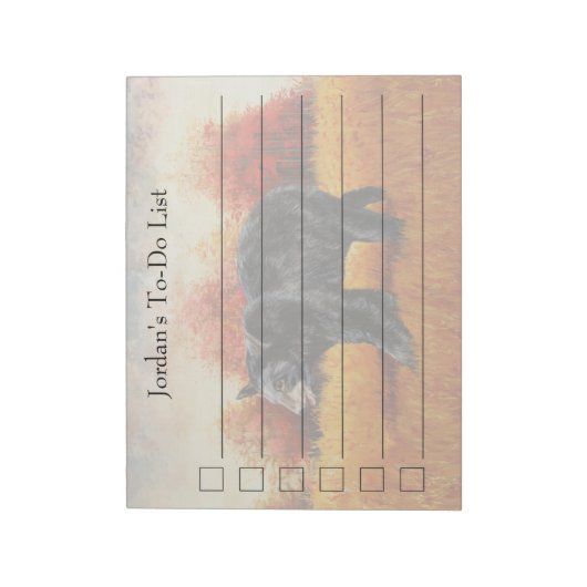 Zwart Beer in Herfstbos Notitieblok (Linkerzijde)