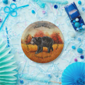 Zwart Beer in Herfstbos Papieren Bordje (Feest)