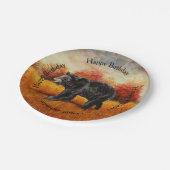 Zwart Beer in Herfstbos Papieren Bordje (Gekanteld)