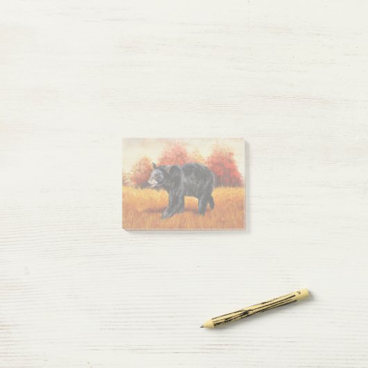 Zwart Beer in Herfstbos Post-it® Notes (Op bureau)
