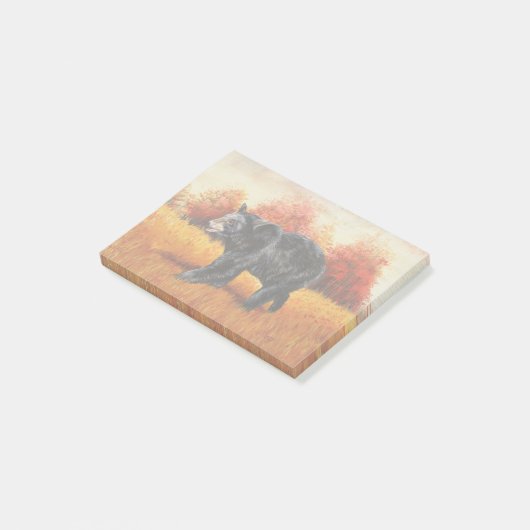 Zwart Beer in Herfstbos Post-it® Notes (Schuin)