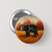 Zwart Beer in Herfstbos Ronde Button 5,7 Cm (Voorkant /achterkant)