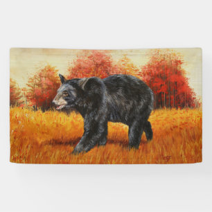 Zwart Beer in Herfstbos Spandoek