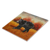 Zwart Beer in Herfstbos Tegeltje (Zijkant)