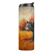 Zwart Beer in Herfstbos Thermosbeker (Gedraaid links)