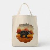 Zwart Beer in Herfstbos Tote Bag (Achterkant)