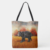 Zwart Beer in Herfstbos Tote Bag (Achterkant)