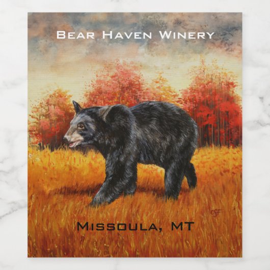 Zwart Beer in Herfstbos Wijn Etiket (Enkel label)