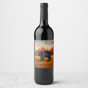 Zwart Beer in Herfstbos Wijn Etiket