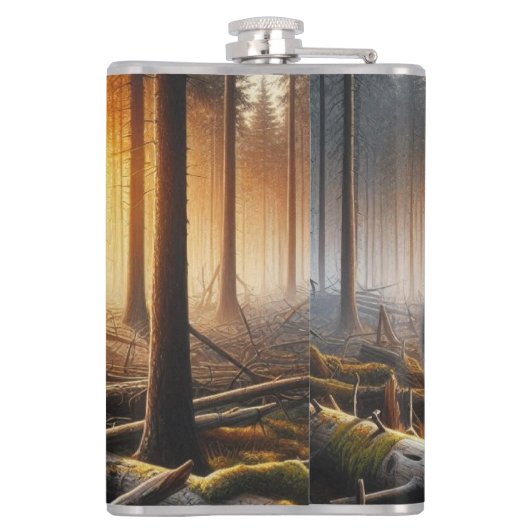 Zwart Beer in het bos Heupfles (Achterkant)