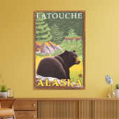 Zwart Beer in het bos - Latouche, Alaska Canvas Afdruk (Insitu (Woonkamer))
