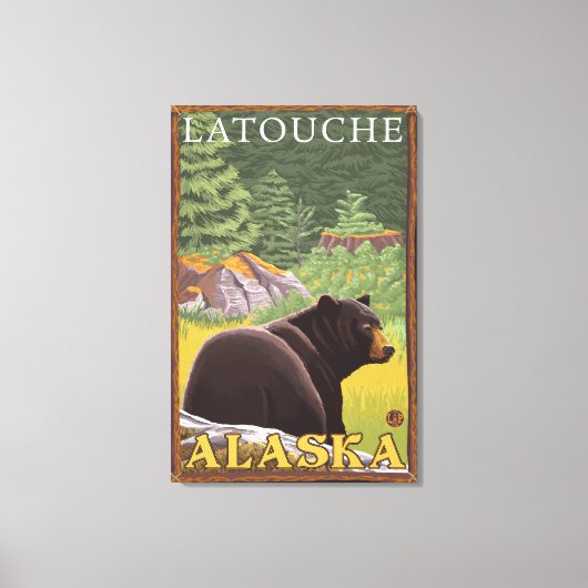 Zwart Beer in het bos - Latouche, Alaska Canvas Afdruk (Voorkant)