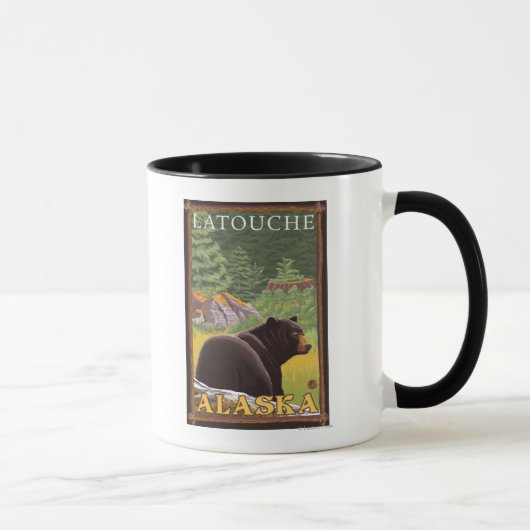 Zwart Beer in het bos - Latouche, Alaska Mok (Rechts)