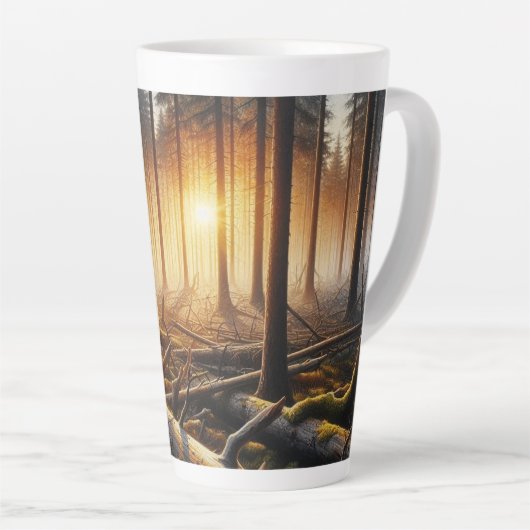 Zwart Beer in het bos Latte Mok (Rechterhoek)