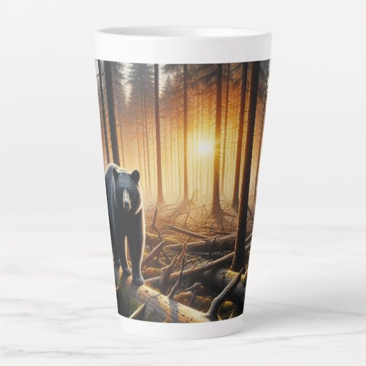 Zwart Beer in het bos Latte Mok (Voorkant)
