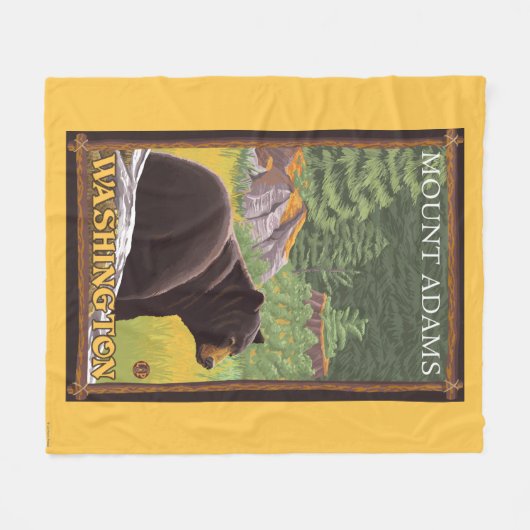 Zwart Beer in het bos - Mount Adams, Washington Fleece Deken (Voorkant (Horizontaal))