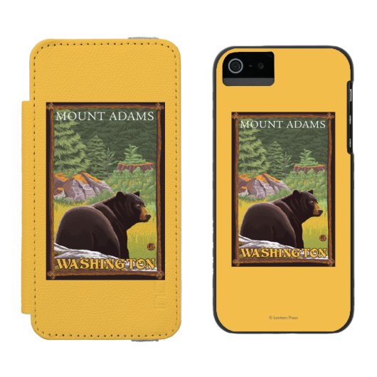 Zwart Beer in het bos - Mount Adams, Washington Incipio iPhone Portemonnee Hoesje (Naast elkaar)