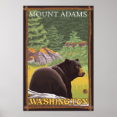 Zwart Beer in het bos - Mount Adams, Washington Poster (Voorkant)