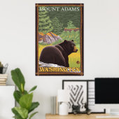 Zwart Beer in het bos - Mount Adams, Washington Poster (Thuiskantoor)