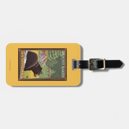 Zwart Beer in het bos - Mount Baker, Washington Bagagelabel (Voorkant horizontaal)