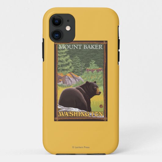 Zwart Beer in het bos - Mount Baker, Washington Case-Mate iPhone Case (Achterkant)