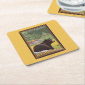 Zwart Beer in het bos - Mount Rainier, Washington Kartonnen Onderzetters (Schuin)
