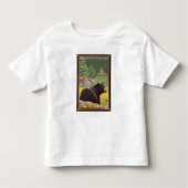 Zwart Beer in het bos - Nationaal Park Glacier, MT Kinder Shirts (Voorkant)