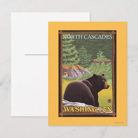 Zwart Beer in het bos - Noord-Cascades, Washington Briefkaart (Voorkant / Achterkant)