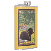 Zwart Beer in het bos - Noord-Cascades, Washington Heupfles (Rechts)