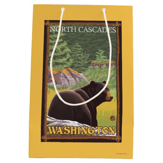 Zwart Beer in het bos - Noord-Cascades, Washington Medium Cadeauzakje (Achterkant)