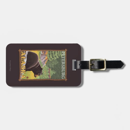Zwart Beer in het bos - Petersburg, Alaska Bagagelabel (Voorkant horizontaal)