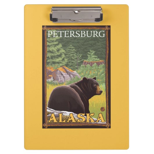 Zwart Beer in het bos - Petersburg, Alaska Klembord (Voorkant)