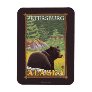 Zwart Beer in het bos - Petersburg, Alaska Magneet