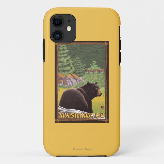Zwart Beer in het bos - Washington Case-Mate iPhone Case (Achterkant)