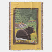Zwart Beer in het bos - Washington Deken (Voorkant Verticaal)