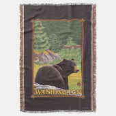 Zwart Beer in het bos - Washington Deken (Voorkant Verticaal)