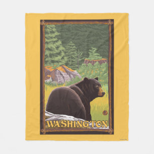 Zwart Beer in het bos - Washington Fleece Deken