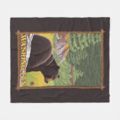 Zwart Beer in het bos - Washington Fleece Deken (Voorkant (Horizontaal))