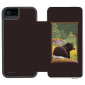 Zwart Beer in het bos - Washington Incipio iPhone Portemonnee Hoesje (Agenda Open)