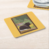 Zwart Beer in het bos - Washington Kartonnen Onderzetters (Schuin)