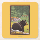 Zwart Beer in het bos - Washington Kartonnen Onderzetters (Voorkant)