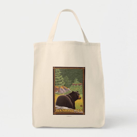 Zwart Beer in het bos - Washington Tote Bag (Voorkant)