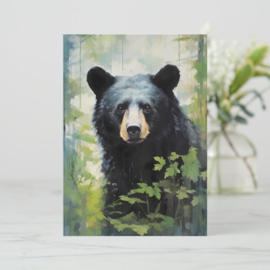 Zwart Beer in het Bosportret Feestdagenkaart (Staand voorkant)