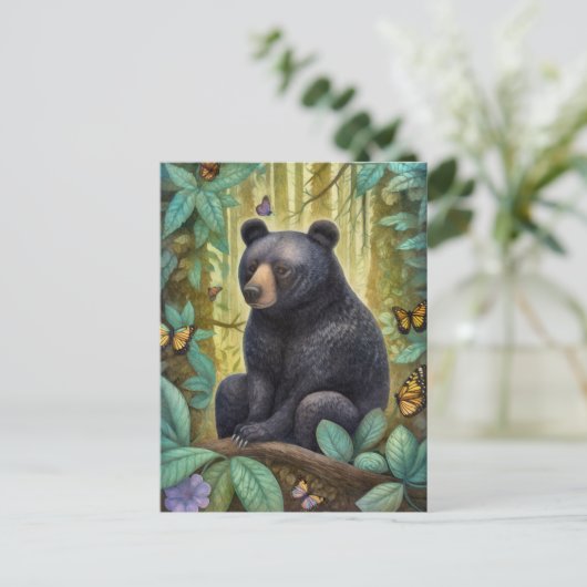 Zwart Beer in het Forest Art Briefkaart (Staand voorkant)