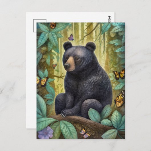 Zwart Beer in het Forest Art Briefkaart (Voorkant / Achterkant)