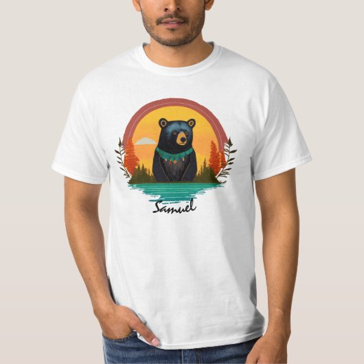 Zwart Beer in Native American nekkleding T-shirt (Voorkant)