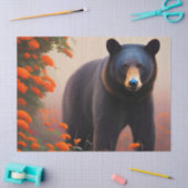 Zwart Beer in Oranje bloemen Tissuepapier (Craft)