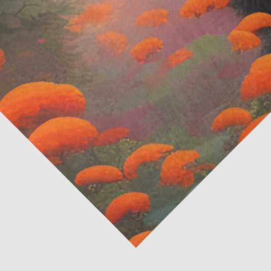 Zwart Beer in Oranje bloemen Tissuepapier (Detail)