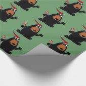 Zwart Beer in Santa Hat-kerstkunst Cadeaupapier (Hoek)
