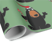 Zwart Beer in Santa Hat-kerstkunst Cadeaupapier (Rol Hoek)